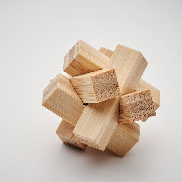 Puzzle rompicapo in bamboo Stella beige - personalizzabile con logo