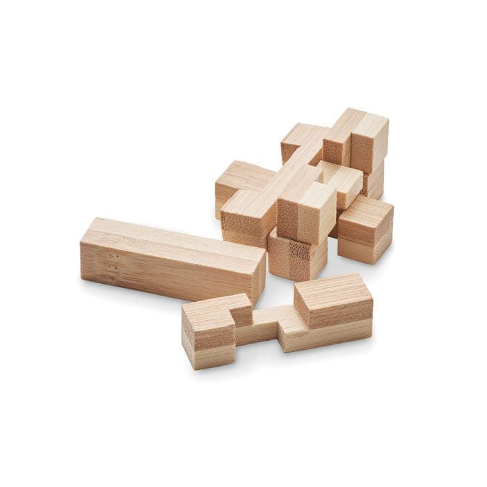 Puzzle rompicapo in bamboo beige - personalizzabile con logo