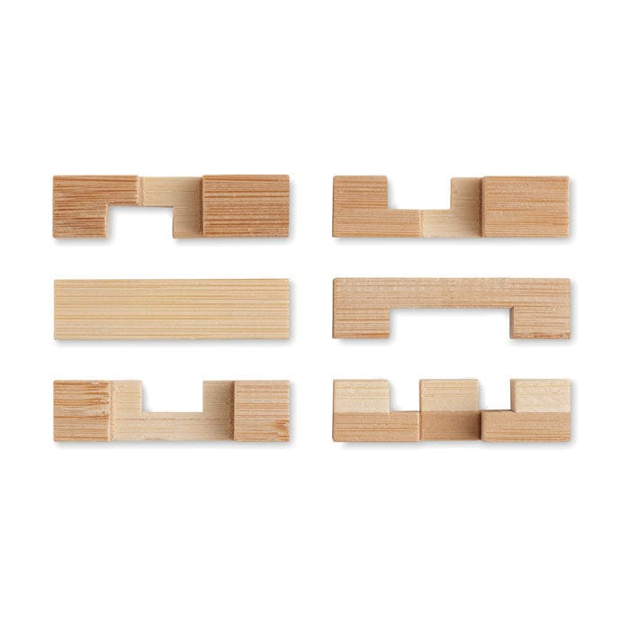 Puzzle rompicapo in bamboo beige - personalizzabile con logo