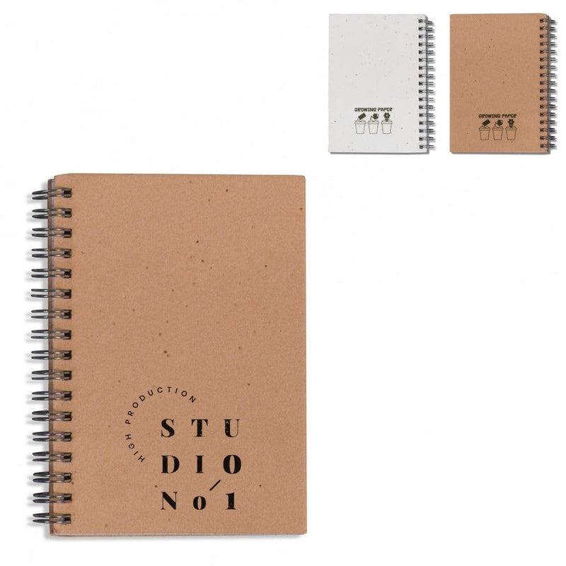 Quaderno a spirale con carta semi - personalizzabile con logo