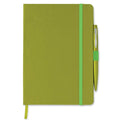 Quaderno A5 con penna verde calce - personalizzabile con logo