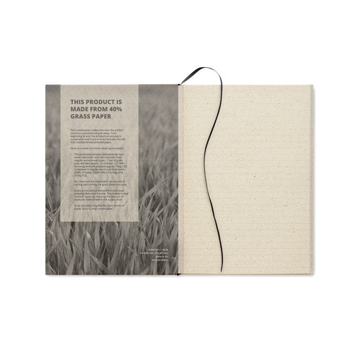 Quaderno in carta di erba beige - personalizzabile con logo