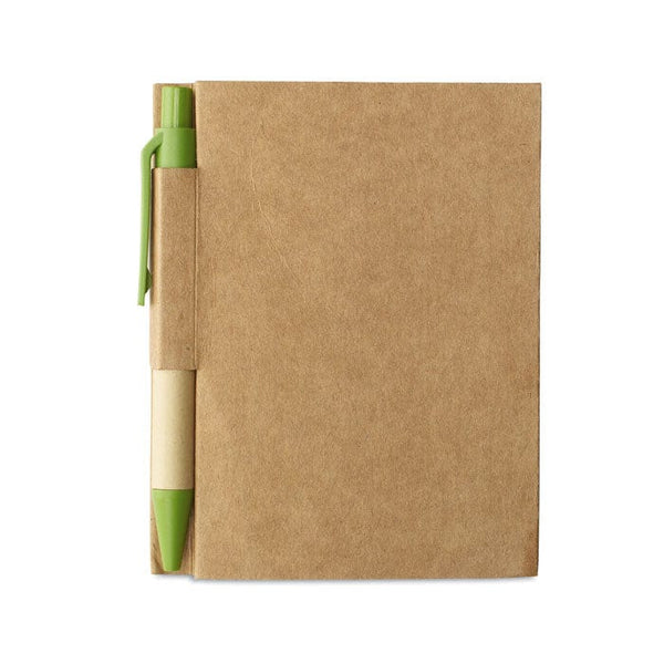 Quaderno in cartone riciclato verde calce - personalizzabile con logo
