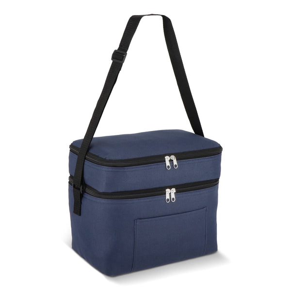 R-PET 600D Borsa termica a doppio scomparto 30 x 20 x 25 cm 12L blu navy - personalizzabile con logo