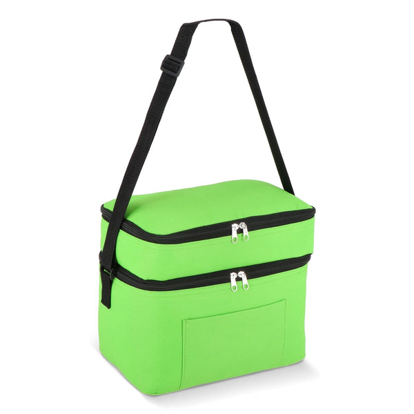 R-PET 600D Borsa termica a doppio scomparto 30 x 20 x 25 cm 12L verde - personalizzabile con logo