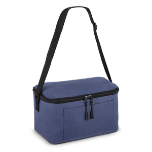 R-PET 600D Borsa termica per 6 lattine 25 x 14,5 x 15,5 cm 5 L blu navy - personalizzabile con logo