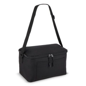 R-PET 600D Borsa termica per 6 lattine 25 x 14,5 x 15,5 cm 5 L Nero - personalizzabile con logo