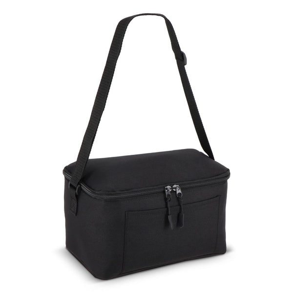 R-PET 600D Borsa termica per 6 lattine 25 x 14,5 x 15,5 cm 5 L Nero - personalizzabile con logo