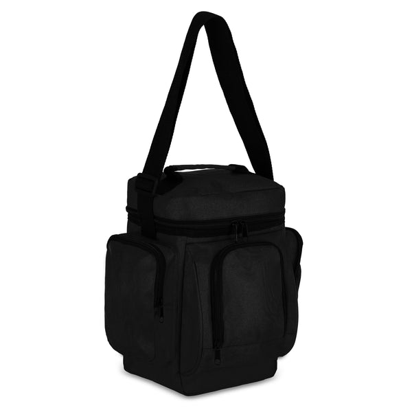 R-PET 600D Borsa termica per il pranzo 10L Nero - personalizzabile con logo
