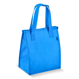 R-PET Borsa frigo in tessuto non tessuto 23x 15 x 27,5 cm 75g/m² azzurro - personalizzabile con logo