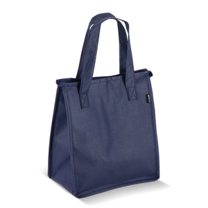 R-PET Borsa frigo in tessuto non tessuto 23x 15 x 27,5 cm 75g/m² blu navy - personalizzabile con logo