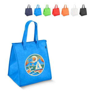 R-PET Borsa frigo in tessuto non tessuto 33x 25,5 x 37cm 75g/m² - personalizzabile con logo