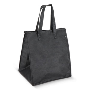 R-PET Borsa frigo in tessuto non tessuto 33x 25,5 x 37cm 75g/m² Nero - personalizzabile con logo