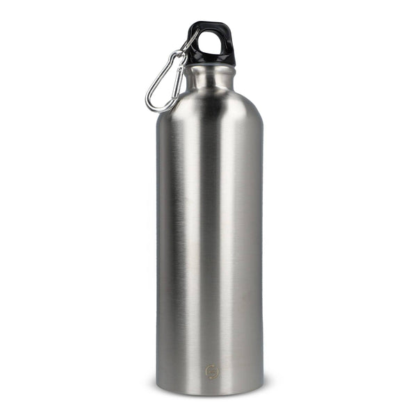 R-SS bottiglia a parete singola con moschettone 750ml color color argento - personalizzabile con logo