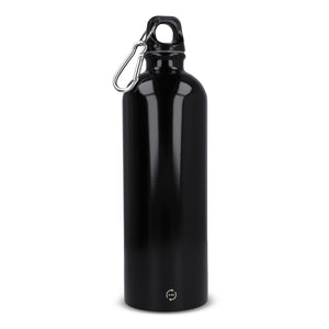 R-SS bottiglia a parete singola con moschettone 750ml Nero - personalizzabile con logo