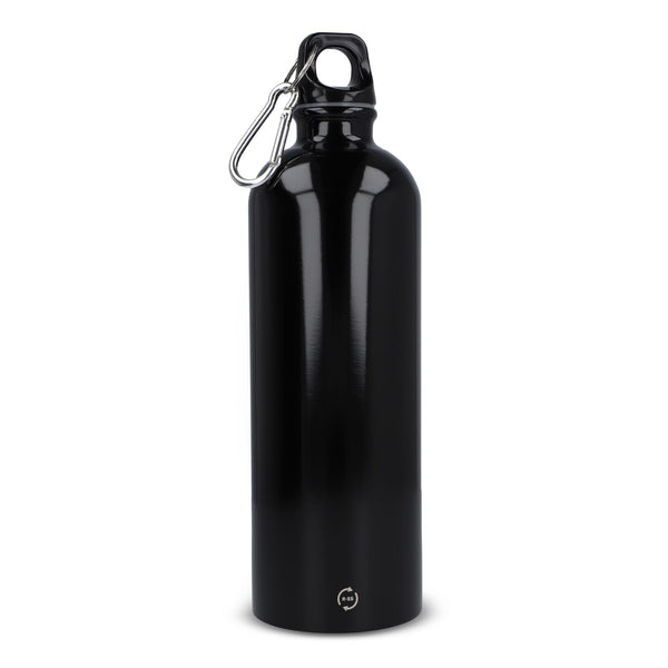 R-SS bottiglia a parete singola con moschettone 750ml Nero - personalizzabile con logo