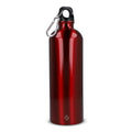R-SS bottiglia a parete singola con moschettone 750ml Rosso - personalizzabile con logo