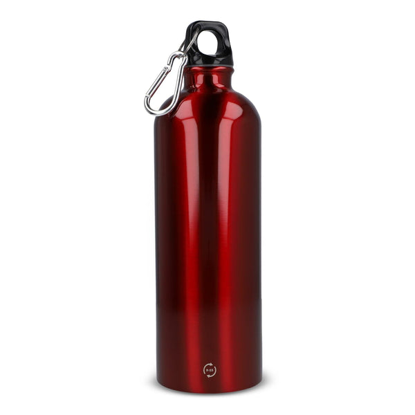 R-SS bottiglia a parete singola con moschettone 750ml Rosso - personalizzabile con logo