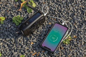 Radio d'emergenza RescueWave in plastica riciclata RCS nero - personalizzabile con logo