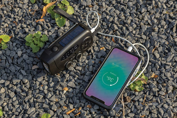 Radio d'emergenza RescueWave in plastica riciclata RCS nero - personalizzabile con logo