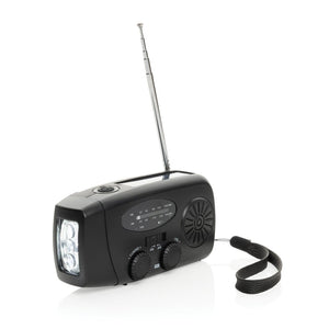Radio d'emergenza RescueWave in plastica riciclata RCS nero - personalizzabile con logo