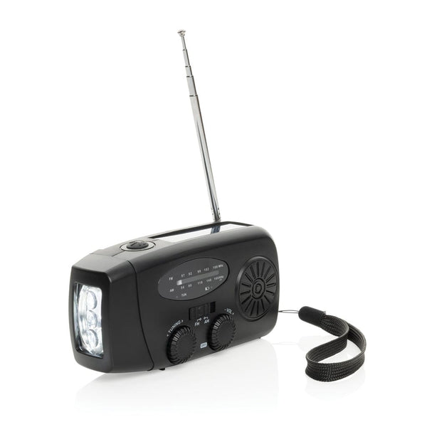 Radio d'emergenza RescueWave in plastica riciclata RCS nero - personalizzabile con logo