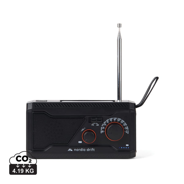 Radio multifunzione 4000mAh Nordic Drift Titan IPX4 nero - personalizzabile con logo