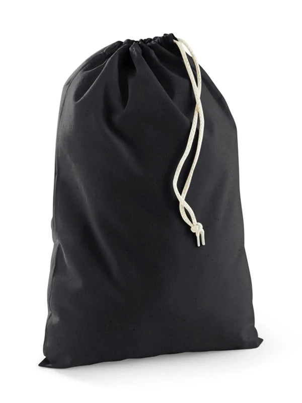 Recycled Cotton Stuff Bag XXS nero - personalizzabile con logo