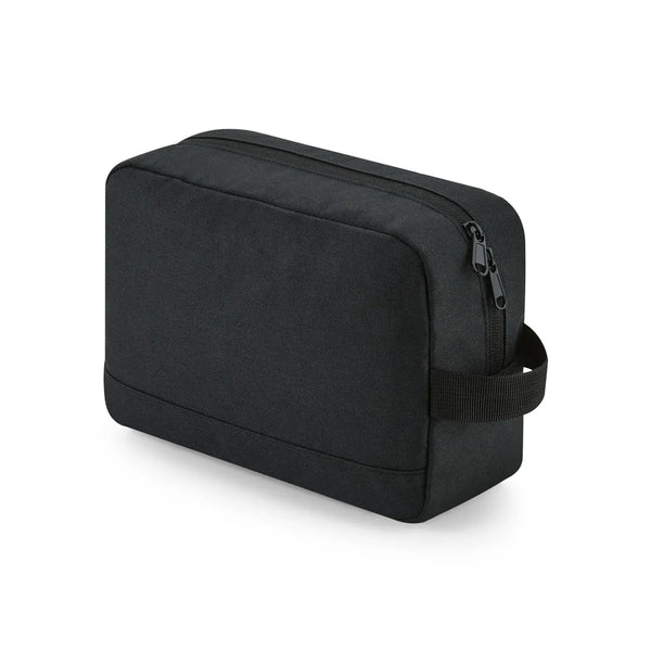 Recycled Essentials Wash Bag nero - personalizzabile con logo