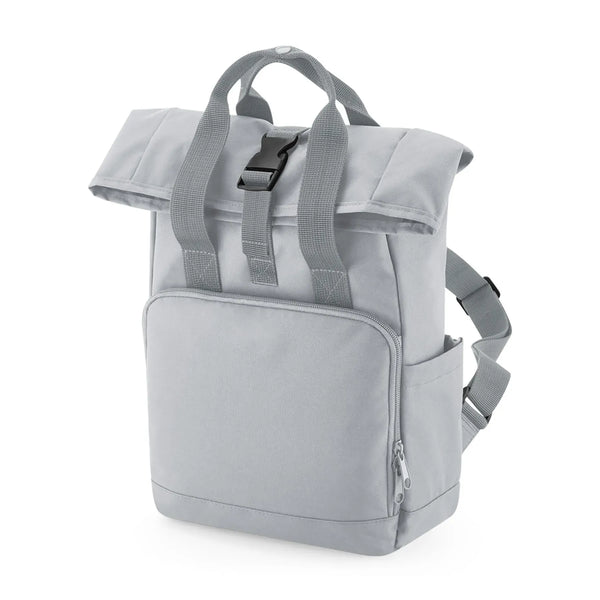 Recycled Mini Twin Handle Roll-Top Backpack grigio - personalizzabile con logo