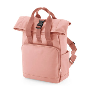 Recycled Mini Twin Handle Roll-Top Backpack rosa - personalizzabile con logo