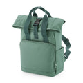 Recycled Mini Twin Handle Roll-Top Backpack verde - personalizzabile con logo