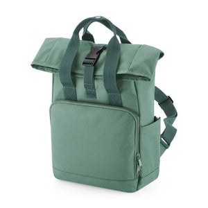Recycled Mini Twin Handle Roll-Top Backpack verde - personalizzabile con logo