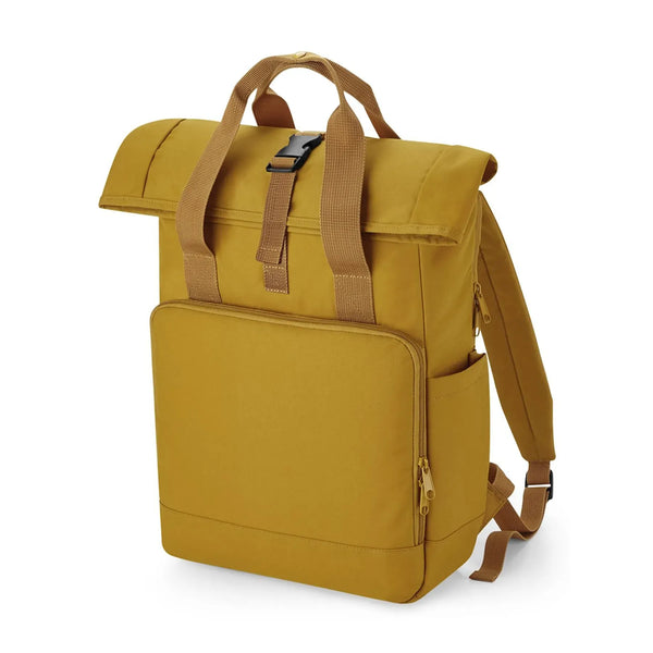 Recycled Twin Handle Roll-Top Laptop Backpack arancione - personalizzabile con logo