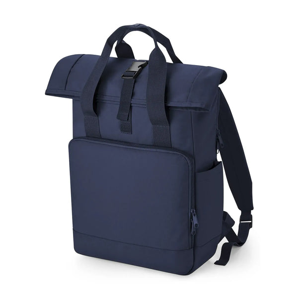 Recycled Twin Handle Roll-Top Laptop Backpack blu - personalizzabile con logo