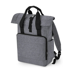 Recycled Twin Handle Roll-Top Laptop Backpack grigio - personalizzabile con logo