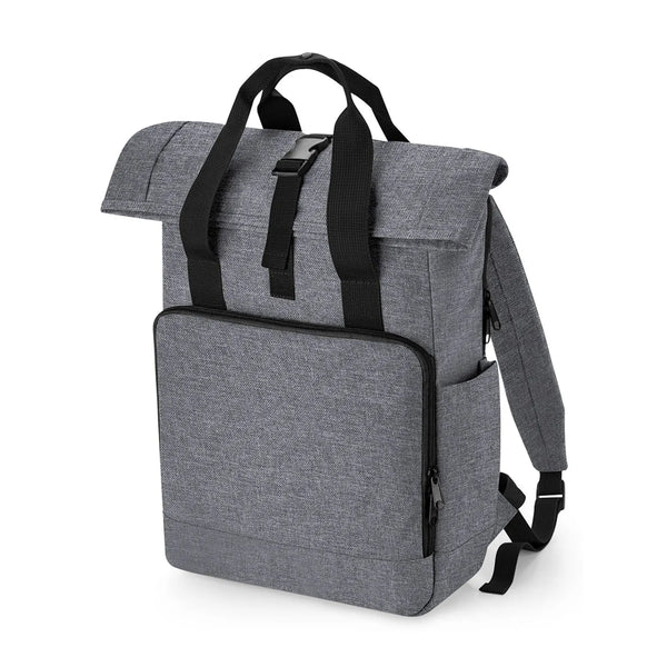 Recycled Twin Handle Roll-Top Laptop Backpack grigio - personalizzabile con logo