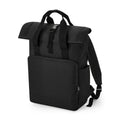Recycled Twin Handle Roll-Top Laptop Backpack nero - personalizzabile con logo