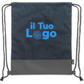 RPET Borsa con coulisse in PU bi-tono blu navy - personalizzabile con logo