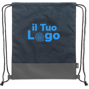 RPET Borsa con coulisse in PU bi-tono blu navy - personalizzabile con logo