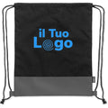 RPET Borsa con coulisse in PU bi-tono Nero - personalizzabile con logo