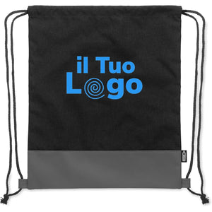 RPET Borsa con coulisse in PU bi-tono Nero - personalizzabile con logo