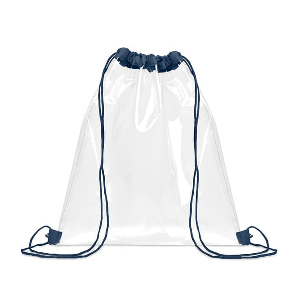 Sacca con coulisse trasparente PVC blu navy - personalizzabile con logo