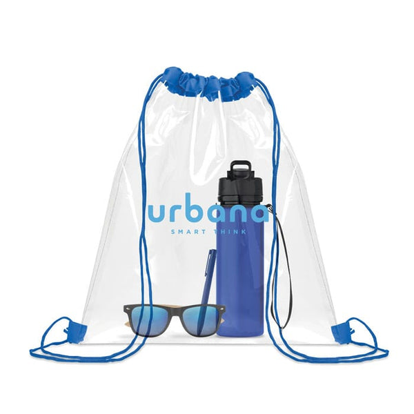 Sacca con coulisse trasparente PVC - personalizzabile con logo