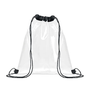 Sacca con coulisse trasparente PVC Nero - personalizzabile con logo
