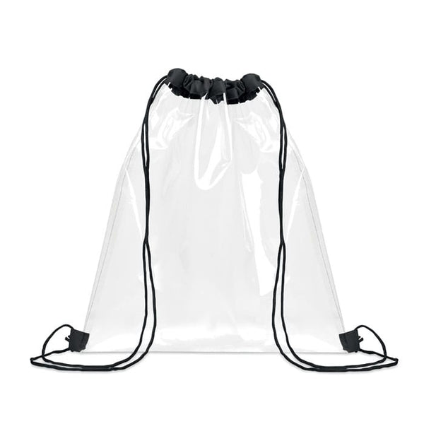 Sacca con coulisse trasparente PVC Nero - personalizzabile con logo