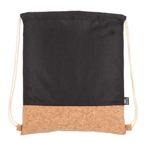 Sacca coulisse R-PET e sughero 35 x 40 cm - personalizzabile con logo