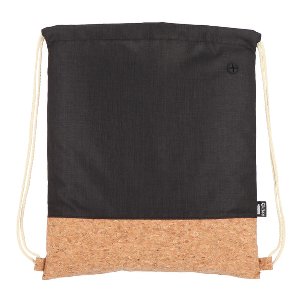 Sacca coulisse R-PET e sughero 35 x 40 cm - personalizzabile con logo