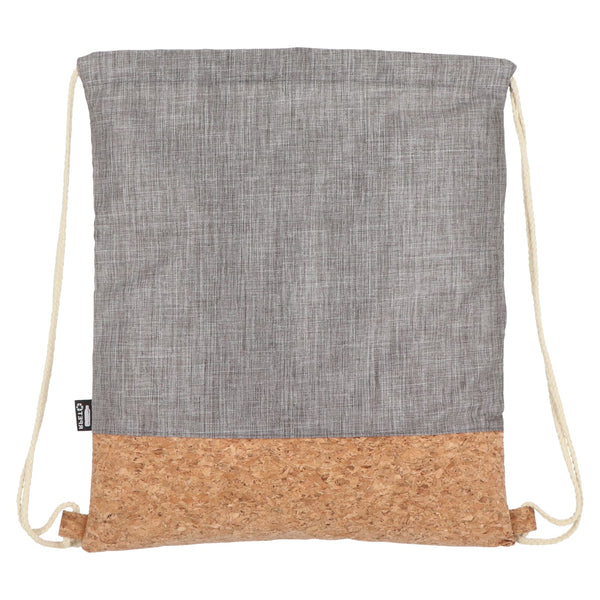 Sacca coulisse R-PET e sughero 35 x 40 cm - personalizzabile con logo
