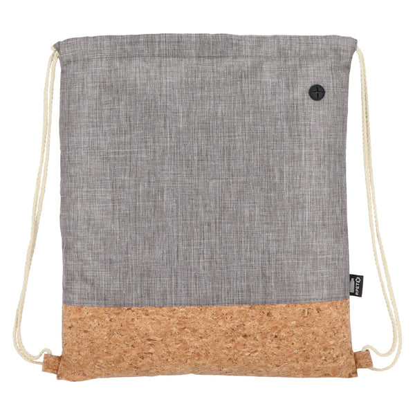 Sacca coulisse R-PET e sughero 35 x 40 cm - personalizzabile con logo